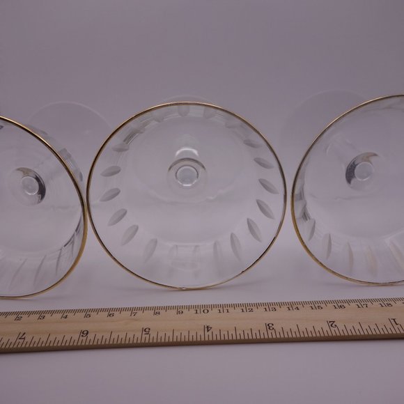 Set of Three(3) Fancy Cocktail Glasses with Gold Color Rim - Picture 6 of 9